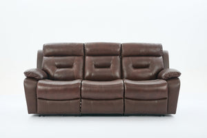 English Elm Genuine Top-grain Leather Manual Reclining Sofa Tufted Contemporary Living Room W1896P280250