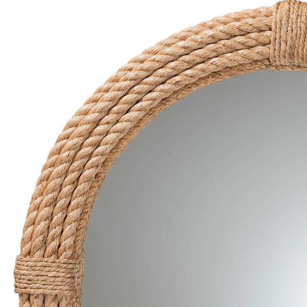 English Elm Bohemian Grasscloth Square Wall Mirror with Woven Frame for Eclectic Interiors B2750P467750
