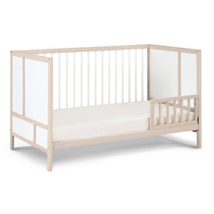English Elm Pixie Finn 3-in-1 Convertible Crib with Island Design, Solid Wood, Low Profile, 3 Mattress Heights Natural+White B022P204872
