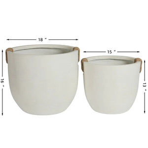 English Elm Round Concrete Sculptural Planter Duo Handcrafted Porous Finish Patio Garden Home W347P465313