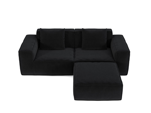 English Elm Modular Modular Sofa: Versatile Oversized Sofa Bed With Soft Corduroy Velvet, Footrest & Cozy Pillows - Black W3147S00023