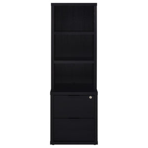 English Elm Geary Twin Bookcase Headboard Set with Nightstands Usb Charging Matte Finish Black B062S01695