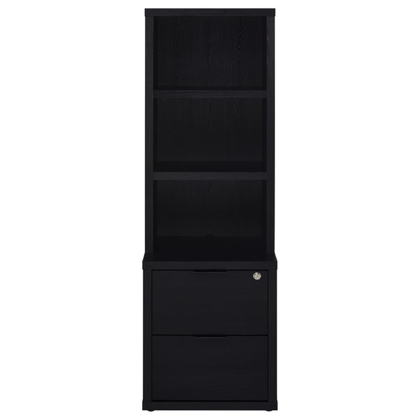 English Elm Geary Twin Bookcase Headboard Set with Nightstands Usb Charging Matte Finish Black B062S01695