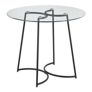 English Elm Cece Modern Round Glass Dinette Table In Black Steel - Stylish & Durable Seating For Four B202S01100