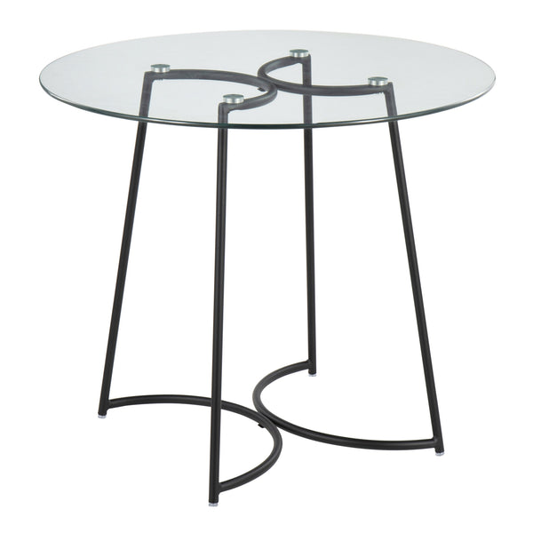 English Elm Cece Modern Round Glass Dinette Table In Black Steel - Stylish & Durable Seating For Four B202S01100