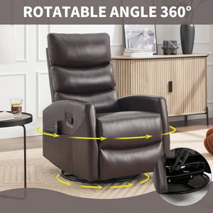 English Elm Heat Massage Rocker Swivel Recliner with 8-node Vibration and Lumbar Relief W3224P321865