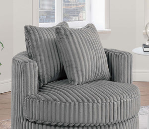 English Elm Comfortable Plush Fur-Like Corduroy Swivel Chair with Rounded Base, Removable Cushion & Pillows for Living Room Comfort Smoke 34 L x 28 W x 35 H B011P369868