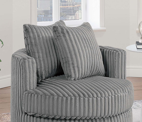 English Elm Comfortable Plush Fur-Like Corduroy Swivel Chair with Rounded Base, Removable Cushion & Pillows for Living Room Comfort Smoke 34 L x 28 W x 35 H B011P369868