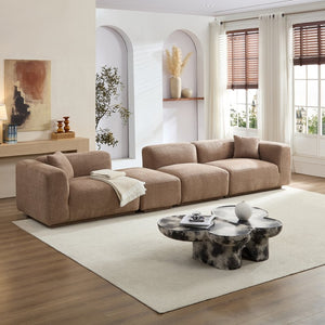 English Elm Modern Minimalist Polyester Sectional Sofa with Ottoman for Open Concept Living Spaces Camel W2085S00098