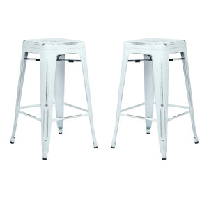OSP Home Furnishings Bristow 26" Antique Metal Barstools Antique White