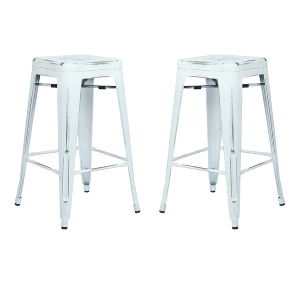 OSP Home Furnishings Bristow 26" Antique Metal Barstools Antique White