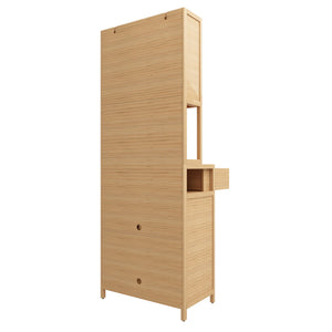 English Elm 72-foot-tall, bamboo double-door storage cabinet in natural finish with drawers, eco-friendly high-capacity organizer for bedroom, bathroom, dining, living rooms W2207P242502