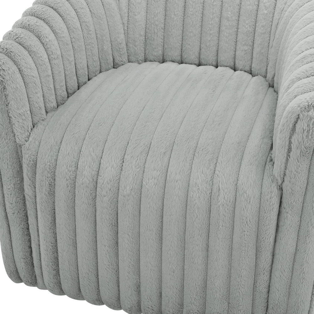 English Elm Alexa Ultra Plush Swivel Barrel Chair in Grey Wide Wale Cord-Like Fabric, Coil Spring Comfort, No Assembly Needed B050P390588