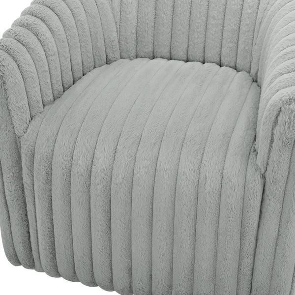 English Elm Alexa Ultra Plush Swivel Barrel Chair in Grey Wide Wale Cord-Like Fabric, Coil Spring Comfort, No Assembly Needed B050P390588