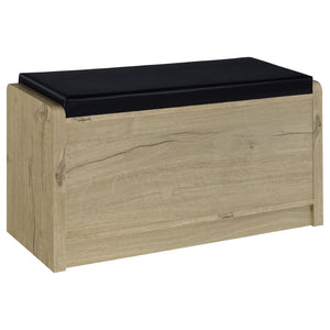 English Elm Astor Smoked Finish Entryway Bench with Drawer Open Shelving and Faux Leather Seat White Oak B062P440254