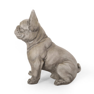 English Elm Christopher Knight Home® - DOG French Bulldog Garden Sculpture Cast Stone Outdoor Accent with Antique Wash, Durable Charm Gray 70293.00GRY
