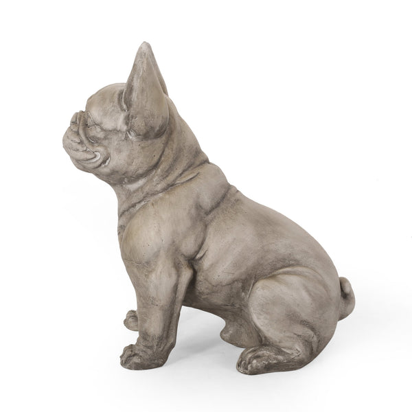 English Elm Christopher Knight Home® - DOG French Bulldog Garden Sculpture Cast Stone Outdoor Accent with Antique Wash, Durable Charm Gray 70293.00GRY