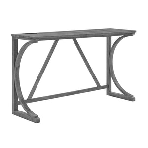 English Elm 59 Inch Bar Table Set with Power Outlet Rubberwood Frame and 3 Linen Stools Grey W2972P385254