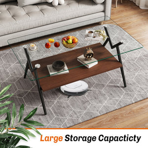 English Elm Coffee Table And End Tables Set Of 3 – Modern Glass & Mdf Design With Storage For Living Spaces W241S00054