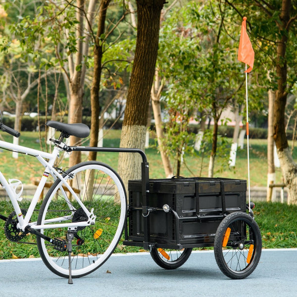 English Elm Aosom Folding Bike Cargo Trailer with Removable Box Quick Release Pneumatic Wheels W2225P200591