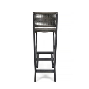 English Elm Christopher Knight Home® - 41.75" Outdoor Folding Acacia Wood Barstools with Wicker Seat, Weatherproof Foldable Patio Stools Dark Gray 65093.00DGRY