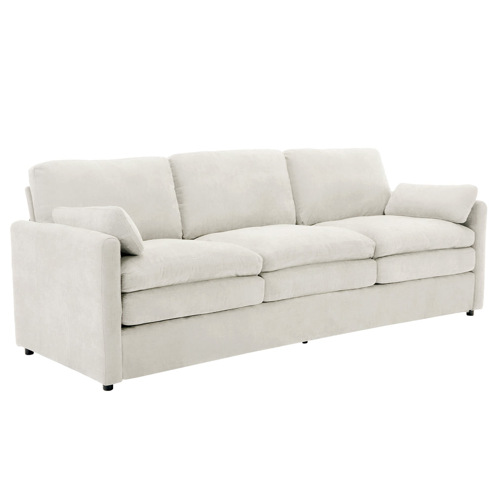 English Elm 89" Plush Chenille 3-Seater Sofa with Double-Layer Cushions, Deep Seating, Removable Lumbar Pillow, Elegant Stitching Beige N719P251497A