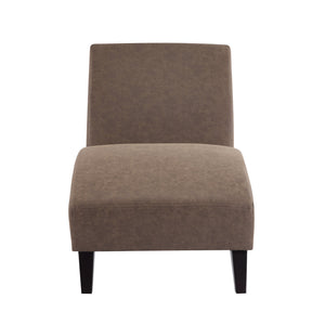 English Elm Christopher Knight Home® - FINLAY Curved KD Chaise Lounge Dark Coffee PU Leather Birch Wood Legs — Contemporary Comfort 62" N776P298861C