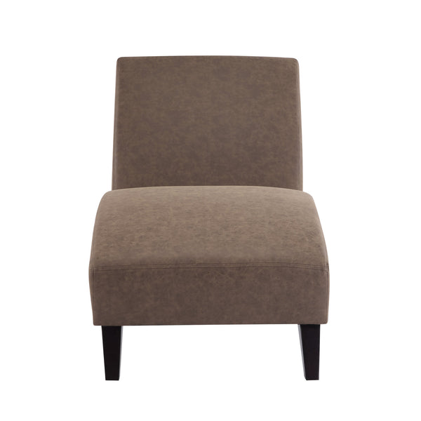 English Elm Christopher Knight Home® - FINLAY Curved KD Chaise Lounge Dark Coffee PU Leather Birch Wood Legs — Contemporary Comfort 62" N776P298861C