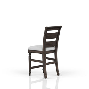 English Elm Counter Stool Mahogany Ladderback – Solid Wood Counter Height with Polyester Upholstered Seat, 19.5"W B2699P286902