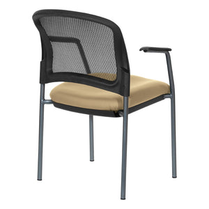 OSP Home Furnishings Progrid Mesh Back Stackable Chair with Titanium Frame for Conference Rooms Buff 86710R-R104