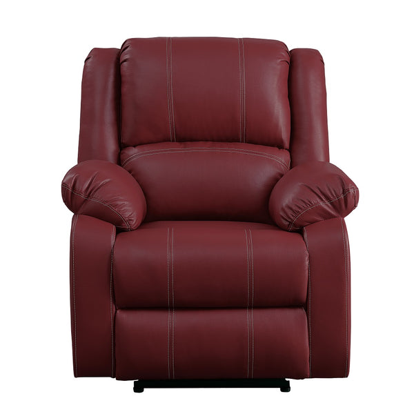 English Elm Zuriel Red PU Leather Motion Rocker Recliner with Pocket Coil Seat, 135° Manual Recline, Ergonomic Comfort B2726P285314