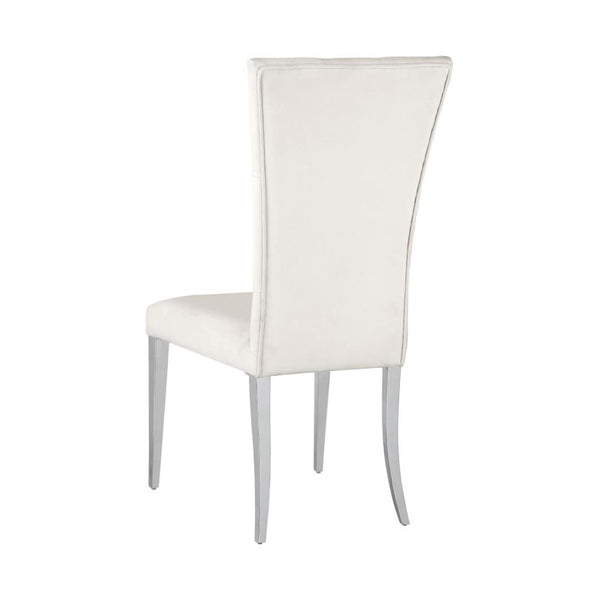 English Elm Set Of 2 Elegant Velvet Dining Chairs In White With Chrome Legs - Modern Comfort & Style Upgrade B016P225488-GIGA