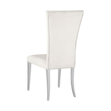 English Elm Set Of 2 Velvet Upholstered Dining Chairs, White and Chrome