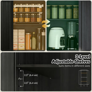 English Elm Elegant Farmhouse Pantry Cabinet with Barn Doors Slim Mdf Build for Kitchen Storage Black,Oak T3971P492087