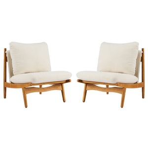 English Elm Vista Mid-century Accent Chairs Solid Wood Frame Beige Upholstery Living Room Set N767P366304B