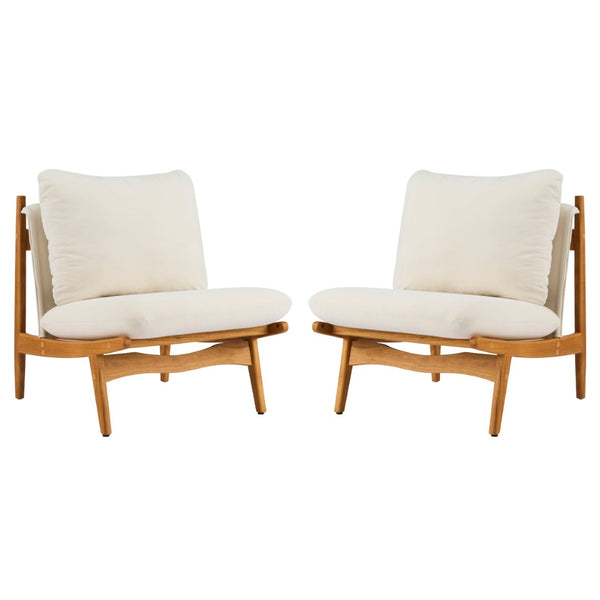 English Elm Vista Mid-century Accent Chairs Solid Wood Frame Beige Upholstery Living Room Set N767P366304B