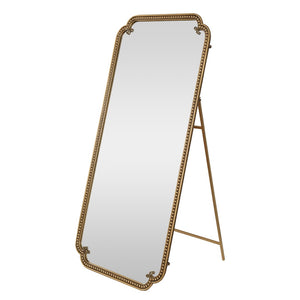 English Elm Full Length Cast Iron Floor Mirror Arched Beaded Frame Antique Gold Bedroom Accent W3040P455740