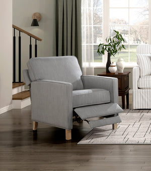 English Elm Classic Hampstead Push Back Recliner Gray Textured Fabric Upholstery Cushioned Seat Solid Wood Frame Comfortable Living Room Accent Chair Reclining B011P271949