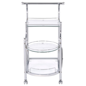 English Elm Reia Chrome 3-Tier Serving Cart with Tempered Glass Shelves, Smooth Casters, Sleek Metallic Finish B062P328717