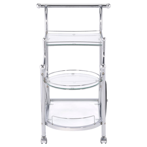 English Elm Reia Chrome 3-Tier Serving Cart with Tempered Glass Shelves, Smooth Casters, Sleek Metallic Finish B062P328717