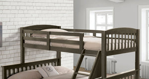 English Elm Transition Twin Full Bunk Bed With Modern Slat Design, Angled Ladder, Safe Gray Finish For Kids B2741S00274-GIGA