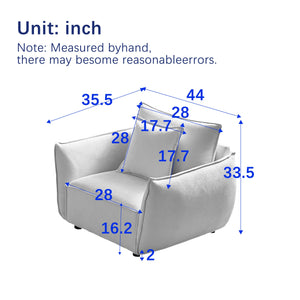 English Elm MH 44" Minimalist Sofa Single Seat Chenille Upholstered Armchair with Rolled Arms and Two Pillows, Modern Beige W1193S00110