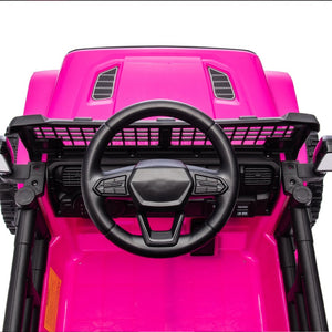 English Elm 24v Kids Ride on Car with Parental Remote Four Wheel Suspension Led Lights Bluetooth Pink W1578P235081