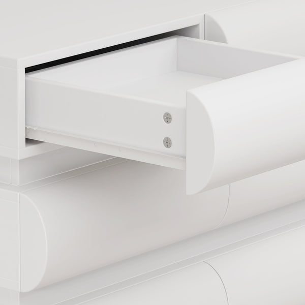 English Elm 8 Modern 8-Drawer Dresser for Bedroom with Handle-Free Design, Spacious Chest for Organized Living White W757P235729