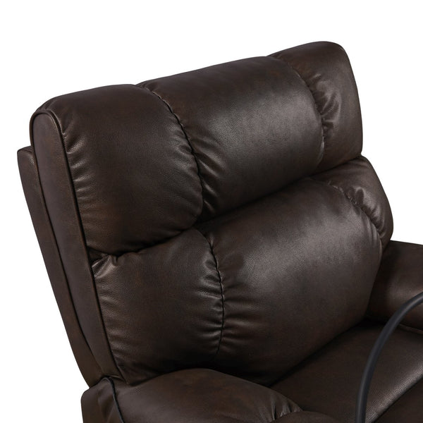 English Elm Recliner Power Lift with Dual OKIN Motors, Massage & Lumbar Heat, Infinite Recline, Cup Holders Brown W820S00023