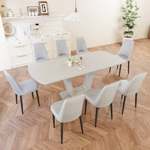 English Elm 62.99-78.74" Expandable Dining Table Set For 2-8 With 8 Padded Chairs - Modern, Stylish & Versatile W2189S00724
