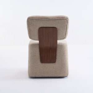 English Elm Linen Upholstered Armless Dining Chair with Smooth Casters for Easy Mobility, Versatile & Sleek Beige W2069P324093