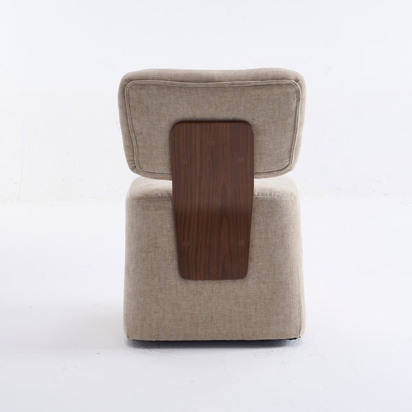 English Elm Linen Upholstered Armless Dining Chair with Smooth Casters for Easy Mobility, Versatile & Sleek Beige W2069P324093