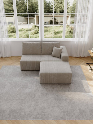 English Elm Single Corduroy Modular Seat Unit Cloud Cushion Comfort for Living Room Sectionals Grey W2656P312086