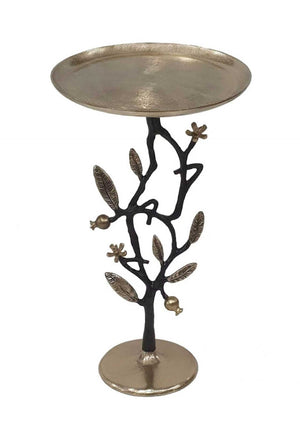 English Elm 13.8x13.8x24" Gold Aluminum Rope Knot Side Table with Polished White Marble Base W2078P461587
